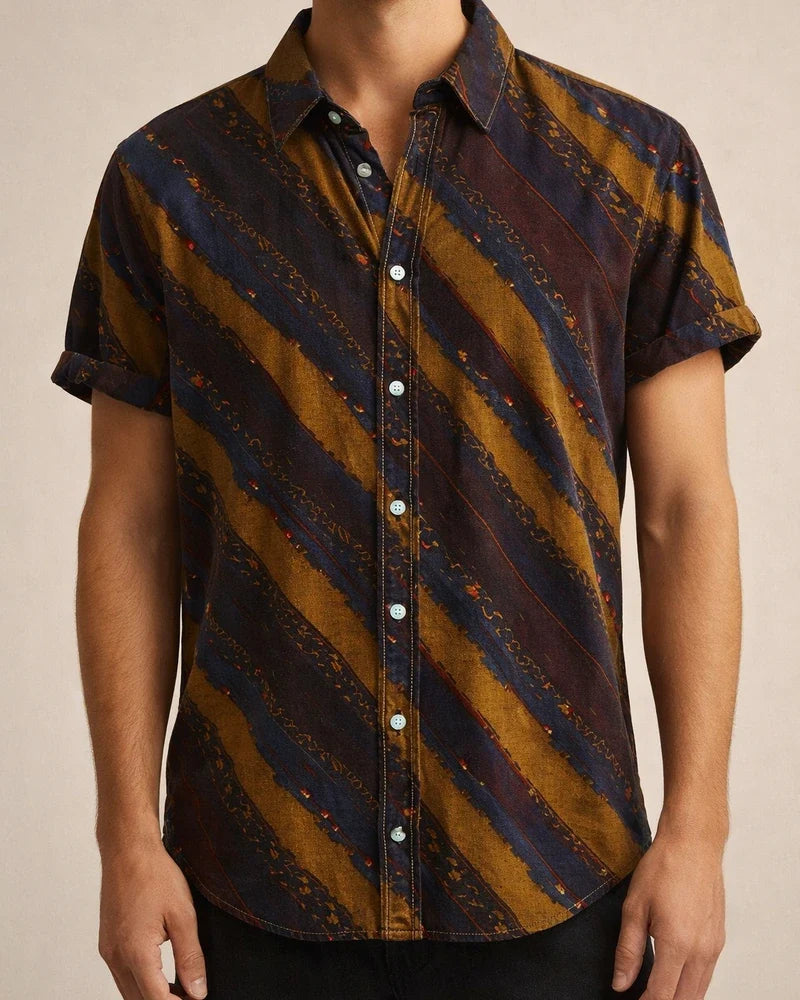 Summer New Stand-up Collar Printed Short-sleeved Men's Floral Shirt Floral Men's Short-sleeved Shirt Men's Clothing | JRSEE:c1d4aa2a-2bd4-452e-ba3a-36bc7dfe347a