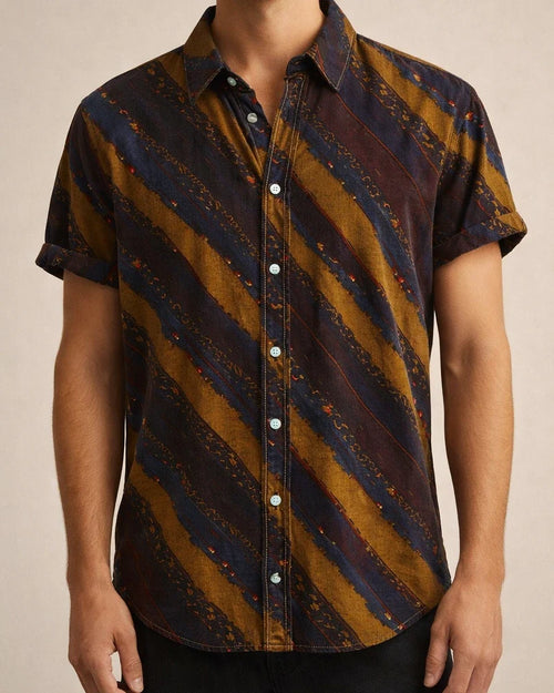 Summer New Stand-up Collar Printed Short-sleeved Men's Floral Shirt Floral Men's Short-sleeved Shirt Men's Clothing | JRSEE:c1d4aa2a-2bd4-452e-ba3a-36bc7dfe347a