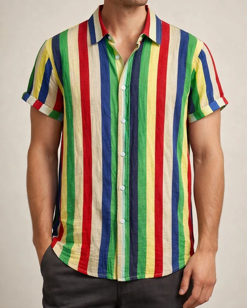 Summer New Stand-up Collar Printed Short-sleeved Men's Floral Shirt Floral Men's Short-sleeved Shirt Men's Clothing | JRSEE:f63537d6-a27a-4678-84bd-d2b4214435df