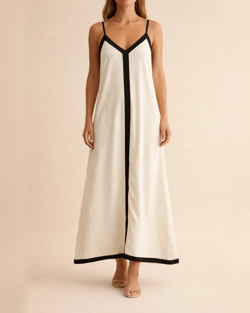 Summer New Style Women's Fashion Color-block Strapless Mid-length Dress | JRSEE:92c697a0-1e9c-4b49-973a-185d38f8db4d