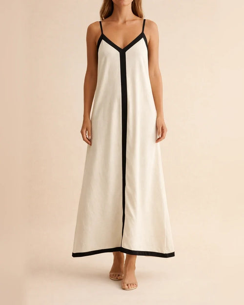 Summer New Style Women's Fashion Color-block Strapless Mid-length Dress | JRSEE:92c697a0-1e9c-4b49-973a-185d38f8db4d