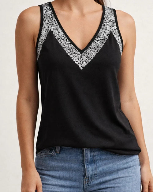Summer New Women's Solid Color Beaded Sleeveless Undershirt T-shirt Sequin Temperament Elegant Tops | JRSEE:445da87a-76dd-4228-91c1-43ad612463fc