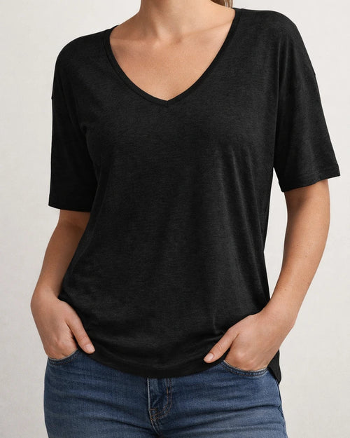 Summer New Women's Solid Color Short-sleeved V-neck T-shirt Tops | JRSEE:8c72329e-e7ea-43bf-9380-8ecae407a33d