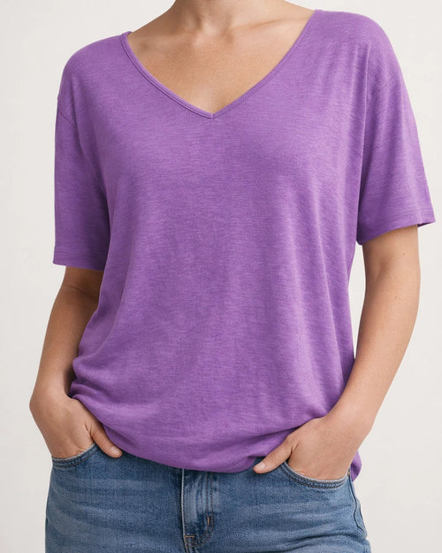 Summer New Women's Solid Color Short-sleeved V-neck T-shirt Tops | JRSEE:b5816321-637c-4af4-adfb-c2dd220473de