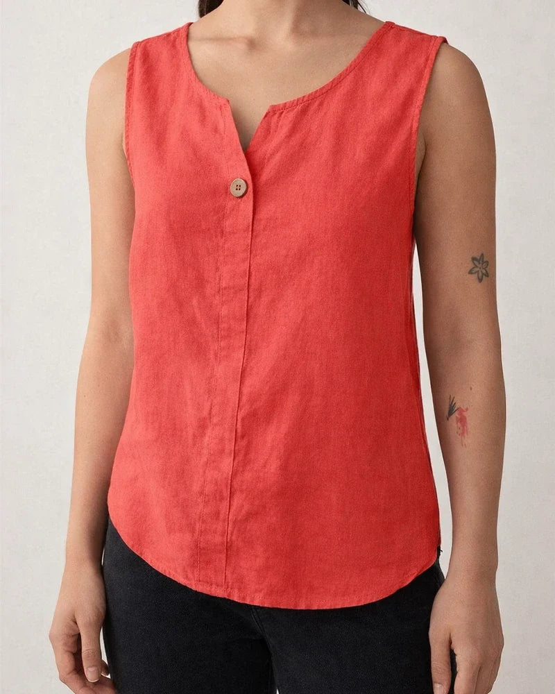 Summer New Women's Undershirt Casual Loose Cotton T-shirt Buttons Tops | JRSEE:775a4160-7ee6-4cef-9c25-06d598904497
