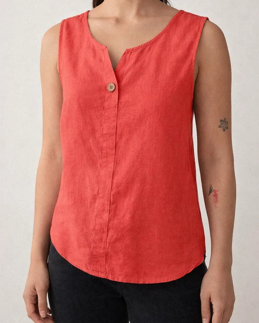 Summer New Women's Undershirt Casual Loose Cotton T-shirt Buttons Tops | JRSEE:775a4160-7ee6-4cef-9c25-06d598904497