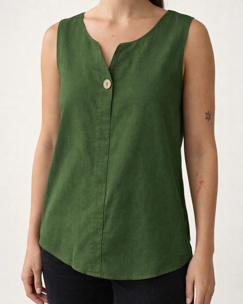 Summer New Women's Undershirt Casual Loose Cotton T-shirt Buttons Tops | JRSEE:04dae928-dd43-4a8e-93f0-b90b832e8ee4