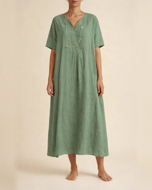 Summer New Women's Versatile Hot Explosive Models Casual Thin Skirt Solid Color Cotton Linen Dresses | JRSEE:30d713e2-fa49-4b2b-b794-08cf8ec20f41