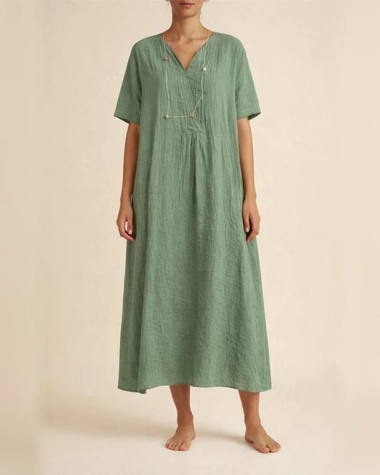 Summer New Women's Versatile Hot Explosive Models Casual Thin Skirt Solid Color Cotton Linen Dresses | JRSEE:30d713e2-fa49-4b2b-b794-08cf8ec20f41
