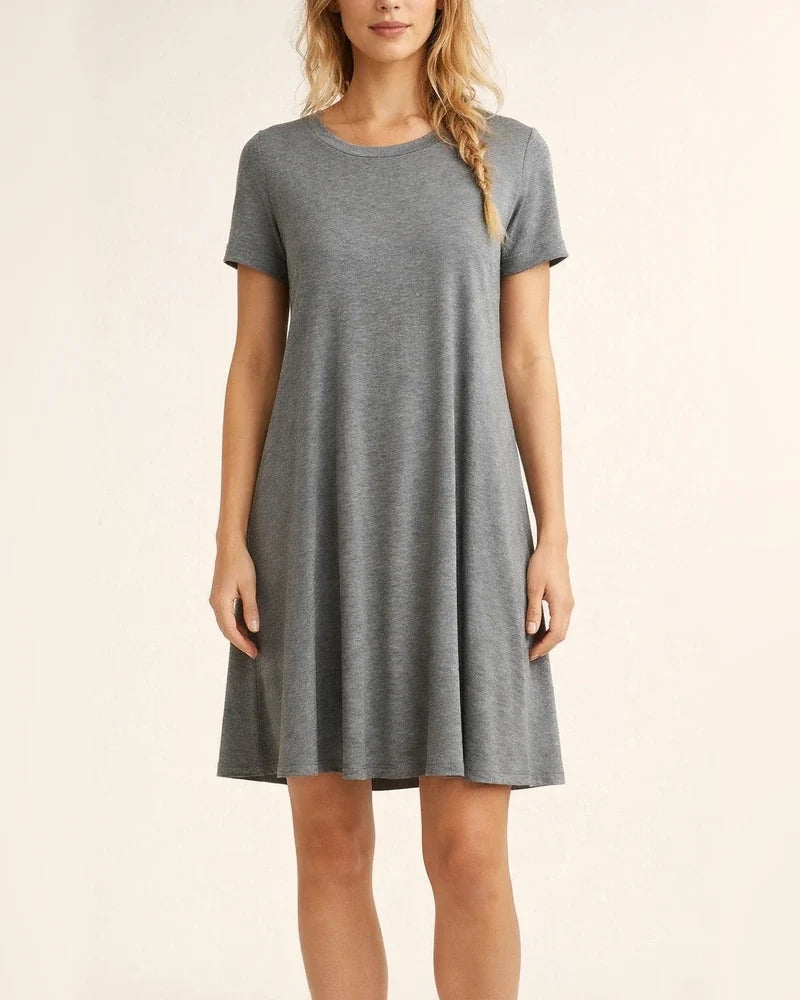 Summer Round Neck Short-sleeved Dress Women's New Hot Solid Color Dresses | JRSEE:f72235b4-ae3a-49cc-96ba-fd09bbcb9ce3