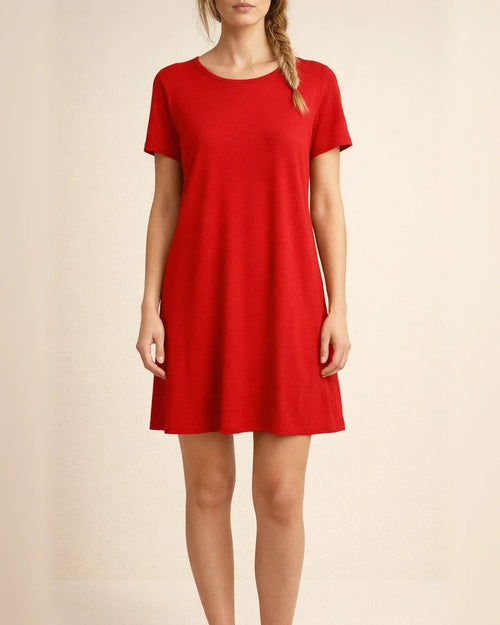 Summer Round Neck Short-sleeved Dress Women's New Hot Solid Color Dresses | JRSEE:83c5449f-0ab3-41d6-9292-ca36b8cdda41