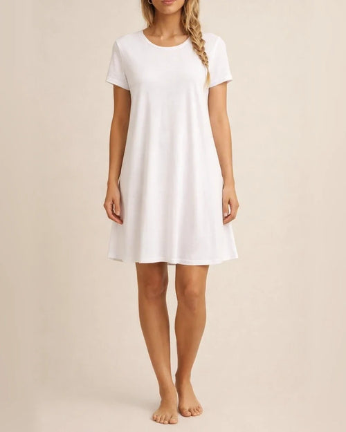Summer Round Neck Short-sleeved Dress Women's New Hot Solid Color Dresses | JRSEE:4da16275-5478-4264-bb95-670551f5d725