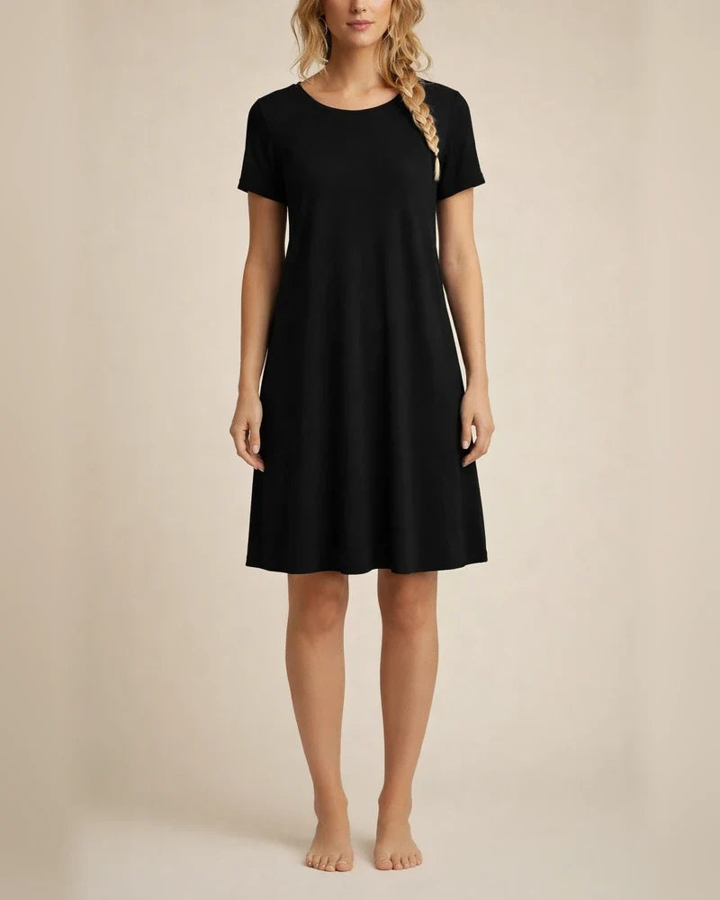 Summer Round Neck Short-sleeved Dress Women's New Hot Solid Color Dresses | JRSEE:e2bb9396-6466-4abc-94b8-0cb8d79ed754