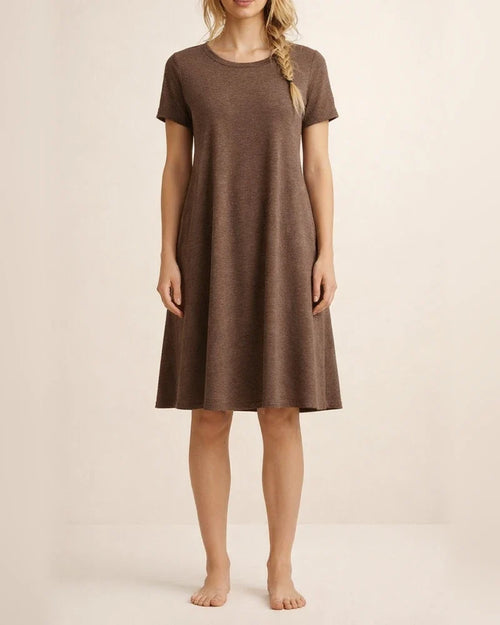 Summer Round Neck Short-sleeved Dress Women's New Hot Solid Color Dresses | JRSEE:ffcc11c6-7b29-49b6-a007-762f233b7bf9