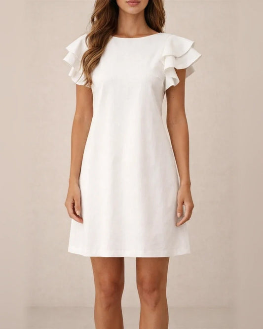 Summer Simple Solid Color Short-sleeved Backless Dresses for Women | JRSEE:155c3f66-4121-40e3-9b97-6c36be13ccdb