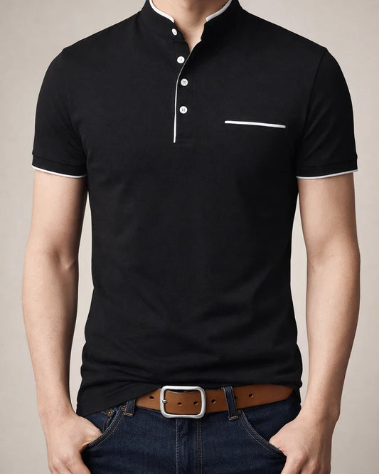 Summer Solid Color Breathable Anti-wrinkle Men's Stand-up Collar Short-sleeved T-shirt Large Size Slim Casual Wear High Elastic Men's Temperament Short T-shirt | JRSEE:400223b3-2b10-4e05-8363-a4eccbb59763