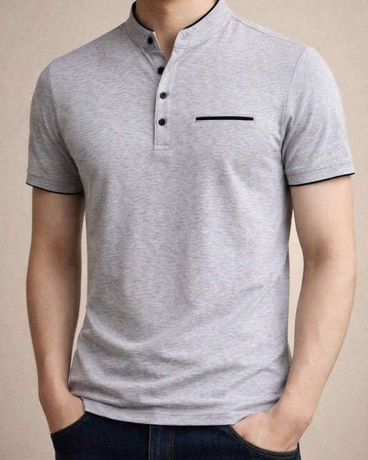 Summer Solid Color Breathable Anti-wrinkle Men's Stand-up Collar Short-sleeved T-shirt Large Size Slim Casual Wear High Elastic Men's Temperament Short T-shirt | JRSEE:2a64a66e-3aef-47d8-8eb1-0bfde4c5e380