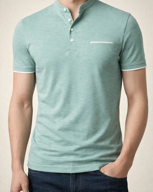 Summer Solid Color Breathable Anti-wrinkle Men's Stand-up Collar Short-sleeved T-shirt Large Size Slim Casual Wear High Elastic Men's Temperament Short T-shirt | JRSEE:6f712d4c-c0cc-4f8b-813a-102c3b6fb4f6