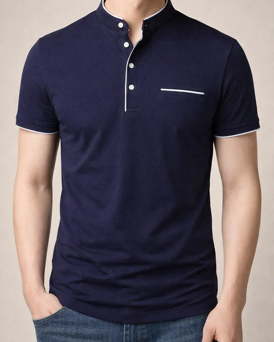 Summer Solid Color Breathable Anti-wrinkle Men's Stand-up Collar Short-sleeved T-shirt Large Size Slim Casual Wear High Elastic Men's Temperament Short T-shirt | JRSEE:b20b6ed6-1552-4805-80a1-bab881a95620