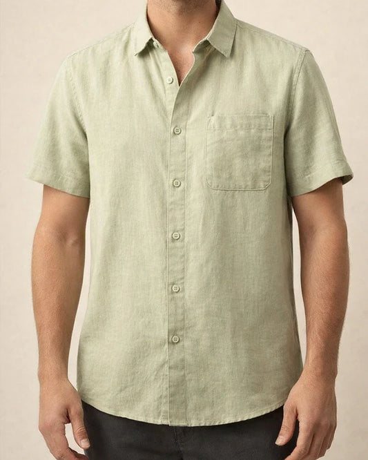 Summer Solid Color Linen Shirt Men's Short-sleeved Thin Section of The Retro Leisure Tops | JRSEE:f7509c79-e4c4-4ac5-84d8-2da670e25d89