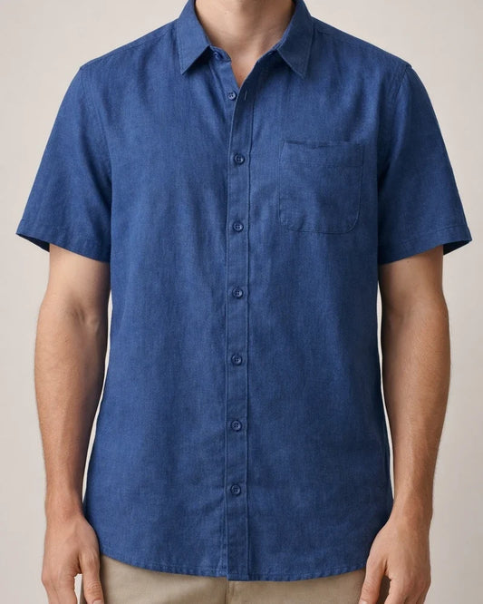 Summer Solid Color Linen Shirt Men's Short-sleeved Thin Section of The Retro Leisure Tops | JRSEE:7696e8ea-7899-4ceb-92b0-e91c6555f745