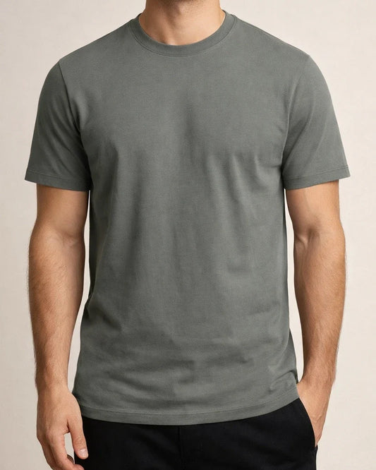 Summer Solid Color Round Neck 100% Cotton Casual Sports T-Shirt Short Sleeve | JRSEE:484d9471-2566-49fa-97f2-78cb6a2b95e3