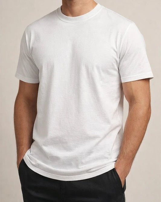 Summer Solid Color Round Neck 100% Cotton Casual Sports T-Shirt Short Sleeve | JRSEE:de456806-0c67-490c-9d0a-fb99dd44cb7b