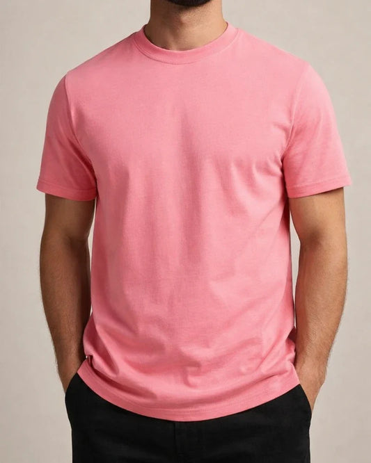 Summer Solid Color Round Neck 100% Cotton Casual Sports T-Shirt Short Sleeve | JRSEE:b360c04b-7ac6-4f43-be9e-05da3075dec6