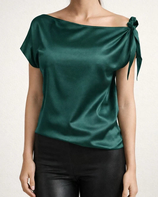 Summer Solid Color Satin Color Women's A Neck Bow Slim Type Comfortable Casual Sleeveless Urban Style Pullover Top | JRSEE:7f8ba401-d81e-44e7-b63f-1affedbf51db