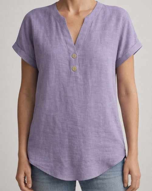 Summer Solid-Color Stand-Up Collar Button-Down Short-Sleeve Women's Shirt | JRSEE:2430e536-729c-4174-9b06-453d55359921
