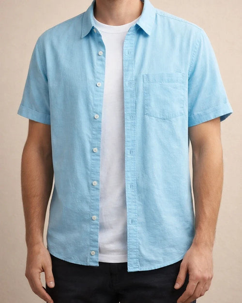 Summer Thin Section Men's Linen Short-sleeved Shirt Casual Cotton Linen Shirt Men Solid Color Shirt | JRSEE:07bbad7e-6b13-48af-b106-6bf42ddb019b
