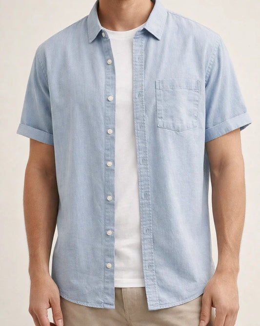 Summer Thin Section Men's Linen Short-sleeved Shirt Casual Cotton Linen Shirt Men Solid Color Shirt | JRSEE:d0e0773a-705e-4034-85a9-a2ccabf5be3e