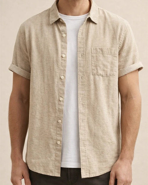 Summer Thin Section Men's Linen Short-sleeved Shirt Casual Cotton Linen Shirt Men Solid Color Shirt | JRSEE:2884f552-7eb7-4e19-a434-bf7e3fc6a240