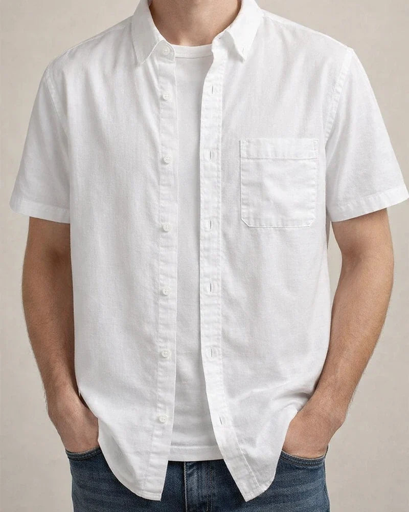 Summer Thin Section Men's Linen Short-sleeved Shirt Casual Cotton Linen Shirt Men Solid Color Shirt | JRSEE:a6615f45-dfe1-4d78-ae22-116d05257279