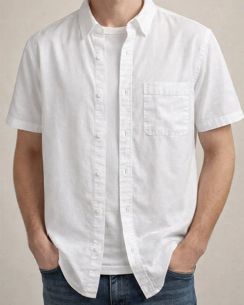 Summer Thin Section Men's Linen Short-sleeved Shirt Casual Cotton Linen Shirt Men Solid Color Shirt | JRSEE:a6615f45-dfe1-4d78-ae22-116d05257279