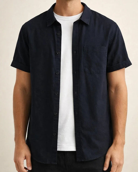 Summer Thin Section Men's Linen Short-sleeved Shirt Casual Cotton Linen Shirt Men Solid Color Shirt | JRSEE:498488e9-a6ac-404e-988d-3d3b82f804c9