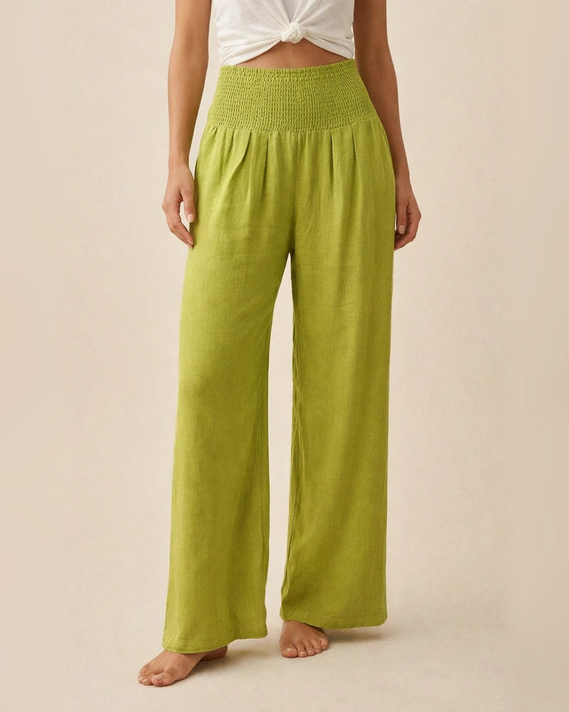 Summer Women's Casual Wide-legged Cotton Linen Burst Loose Pants Solid Color Casual Pants | JRSEE:2fc124d7-f50d-4557-b6e4-a87f47b94034