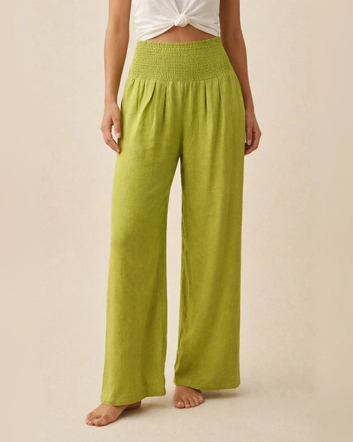 Summer Women's Casual Wide-legged Cotton Linen Burst Loose Pants Solid Color Casual Pants | JRSEE:2fc124d7-f50d-4557-b6e4-a87f47b94034