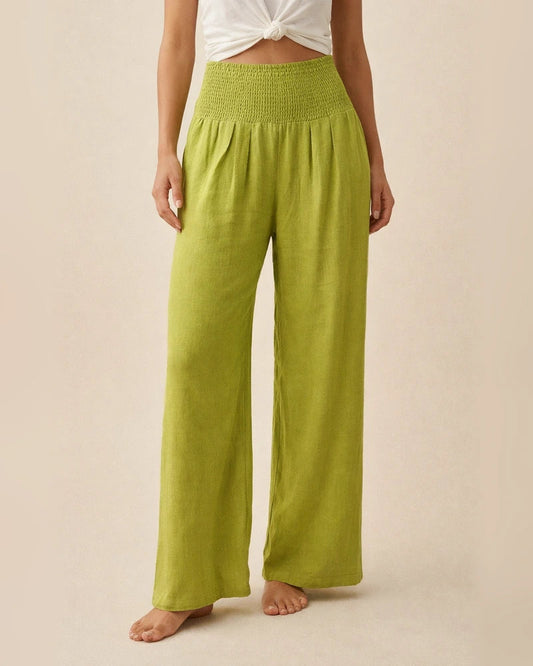 Summer Women's Casual Wide-legged Cotton Linen Burst Loose Pants Solid Color Casual Pants | JRSEE:2fc124d7-f50d-4557-b6e4-a87f47b94034