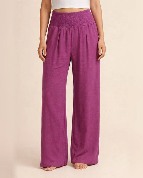 Summer Women's Casual Wide-legged Cotton Linen Burst Loose Pants Solid Color Casual Pants | JRSEE:9a2e2de5-4383-4c02-8505-624aeb79a340