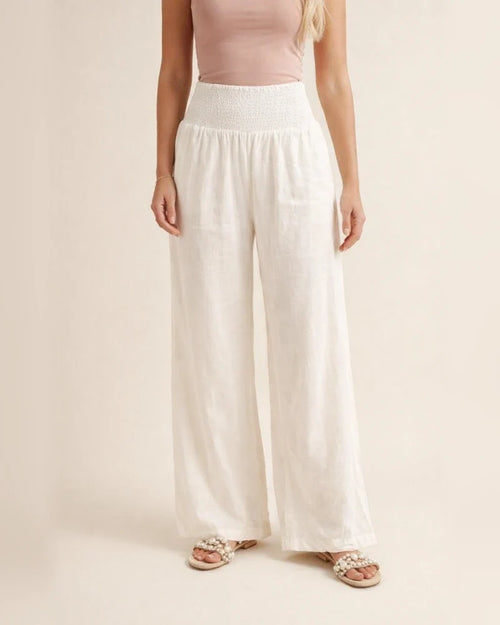 Summer Women's Casual Wide-legged Cotton Linen Burst Loose Pants Solid Color Casual Pants | JRSEE:8e6a540a-8894-4d4d-8b84-2a0743250f18