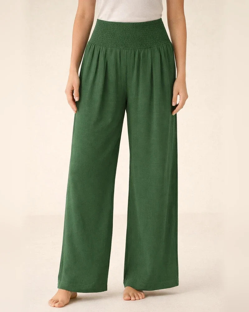 Summer Women's Casual Wide-legged Cotton Linen Burst Loose Pants Solid Color Casual Pants | JRSEE:ef5ec43c-2f8c-47da-a3c3-f11ef24f2c63