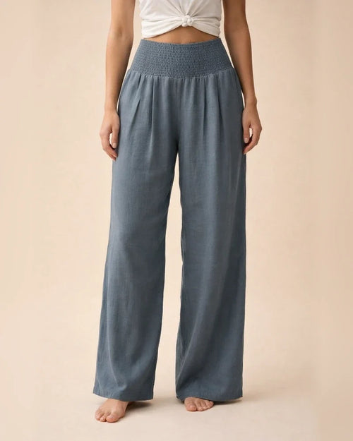 Summer Women's Casual Wide-legged Cotton Linen Burst Loose Pants Solid Color Casual Pants | JRSEE:7279d8d7-9fc6-4fe5-813c-63f7f5ab3941