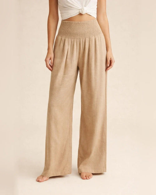 Summer Women's Casual Wide-legged Cotton Linen Burst Loose Pants Solid Color Casual Pants | JRSEE:f5bb3eea-36c2-4e8f-9df5-a0e76662aab3