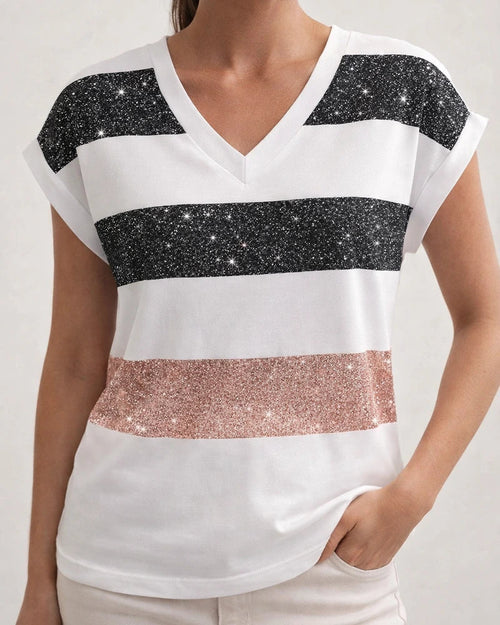 Summer Women's Comfortable Casual T-shirt Printing V-neck Short-sleeved Regular Sleeves Straight Type Pullover Tops Temperament Commuter Style | JRSEE:ba54874e-48b7-484a-93b1-bec5a30076a5
