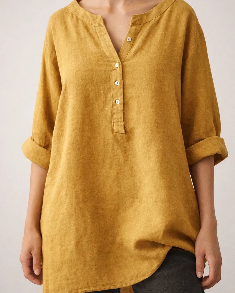 Summer Women's Cotton Linen Loose Solid Color Blouse Cotton Linen Long Sleeve Tops Pocket S-5XL | JRSEE:a4de8432-c9c4-4da2-90aa-fbf60d419947