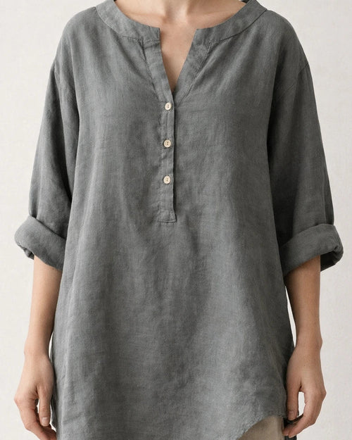 Summer Women's Cotton Linen Loose Solid Color Blouse Cotton Linen Long Sleeve Tops Pocket S-5XL | JRSEE:e3106c96-658e-4b42-92f3-2ec208ab3b60