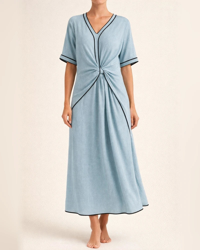 Summer Women's New Bohemian Style Elegant Dress V-Neck Long Skirt | JRSEE:2d3366a9-2f1d-4e73-8886-2c2f34b2e072