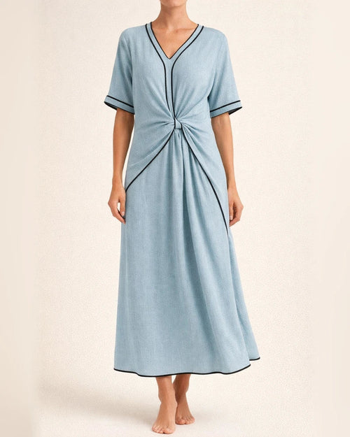Summer Women's New Bohemian Style Elegant Dress V-Neck Long Skirt | JRSEE:2d3366a9-2f1d-4e73-8886-2c2f34b2e072