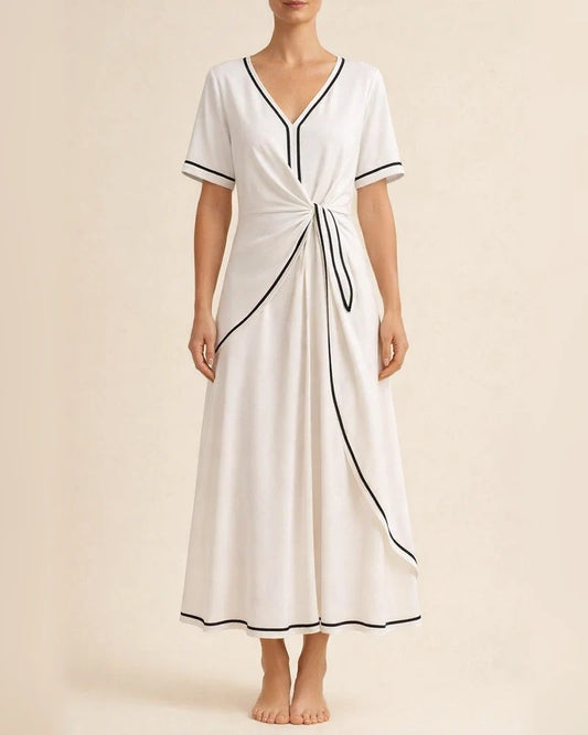 Summer Women's New Bohemian Style Elegant Dress V-Neck Long Skirt | JRSEE:2cf6fb5a-0e38-4533-b06e-857a0cbcbc2d